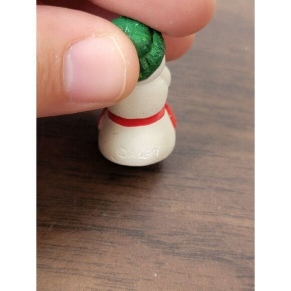 AL 1989 mini snowman Mrs Claus apron Village accessory Xmas figure - Picture 5 of 6